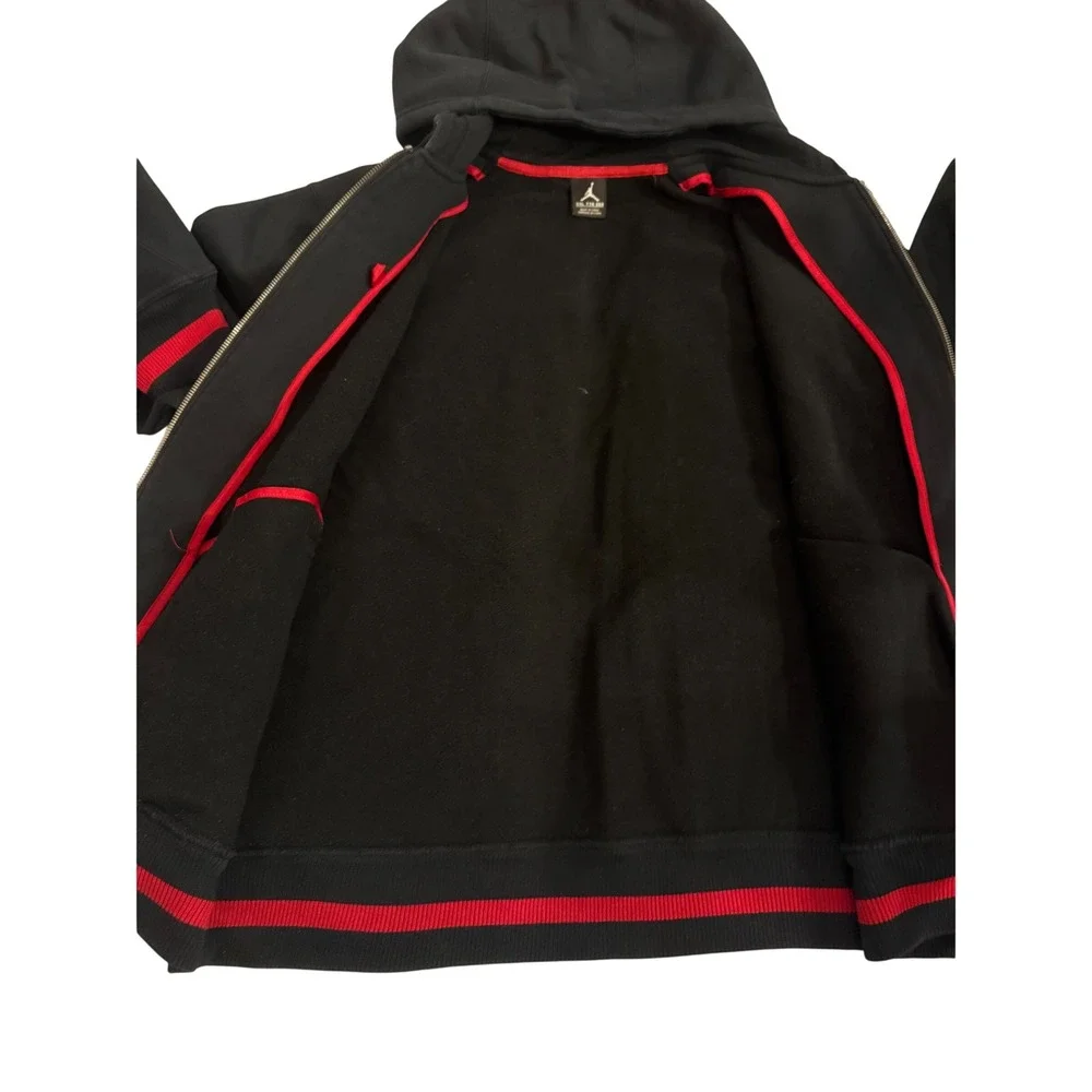 Jordan Mens Hoodie Sweatshirt Size XXL Black Red Jumpman #23 Varsity Full Zip